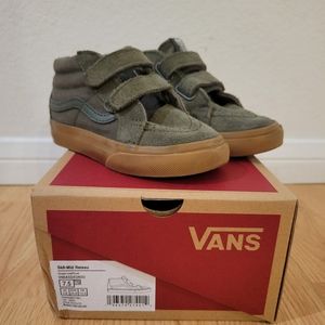 Vans toddler Sk8-Mid Reissu, Army Green suede with gum sole, size 7.5
